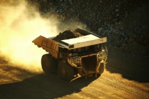 Dump truck in open-pit mine
